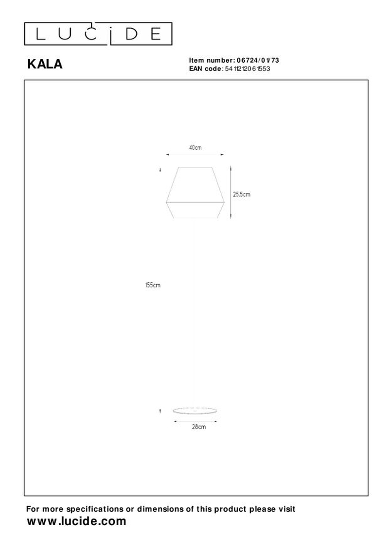 Lucide KALA - Floor lamp - Ø 40 cm - 1xE27 - Taupe